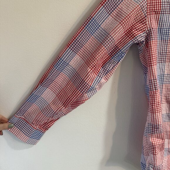 Vineyard Vines Whale Shirt Mens XS Gingham Check Plaid Button Front Red Blue - Picture 5 of 10